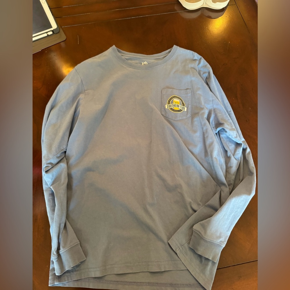 Southern Tide Long-Sleeve Pocket Tee in Blue